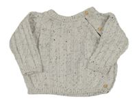 Bílo-šedý melírovaný vzorovaný svetr H&M