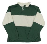 Tmavozeleno-biele pruhované polo tričko H&M