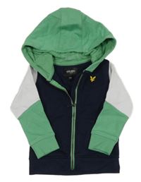 Tmavomodro-bielo-zelená prepínaci mikina s kapucňou Lyle&Scott