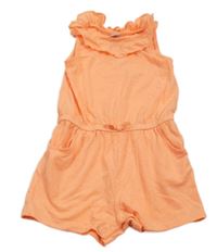 Neonově oranžový kraťasový overal s volánky Dopodopo