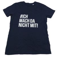 Tmavomodré tričko s nápisom