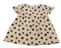 Pudrové vzorované šaty s bodkami Zara