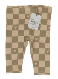 Nové - Béžovo-broskvové kockované rebrované legíny so srdiečkami Tu