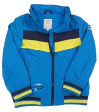 Azurová šusťáková jarní bunda s proužky a ukrývací kapucí S. Oliver