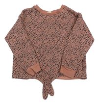 Ružovo-sivá vzorovaná oversize mikina so zavazováním H&M