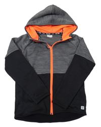 Šedo-černá propínací sportovní mikina s kapucí H&M