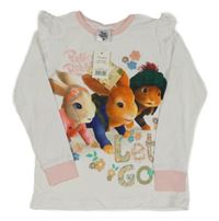 Nové - Bílo-světlerůžové triko Peter Rabbit s volánky George