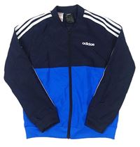 Cobaltovoě modro-tmavomodrá šušťáková športová bunda Adidas