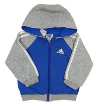 Modro-šedá propínací mikina s kapucí Adidas