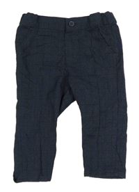 Tmavomodro/šedo-čierne kockované vzorované chino slávnostné nohavice H&M