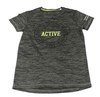 Khaki-černé melírované sportovní tričko s nápisy Blu Kids