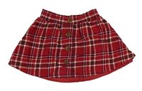 Červeno-vínovo-biela kockovaná sukňa s gombíkmi Nutmeg