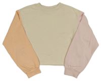 Smetanovo-meruňkovo-svetloružová crop mikina H&M