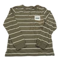 Tmavošedohnědo-smetanové pruhované triko s nášivkou name it.