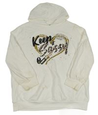 Smotanová mikina so srdiečkom s nápismi a korunkou z kamínků RIVER ISLAND