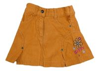 Oranžová menšestrová sukňa s kvetmi a nápisom Smily