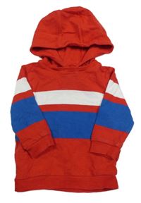 Červeno-cobaltově modro-bílá melírovaná mikina s kapucí Next