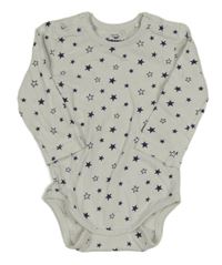 Bílé body s tmavomodrými hvězdičkami Topomini