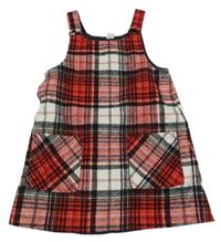 Červeno-čierno-biele kockované vlnené šaty Tu