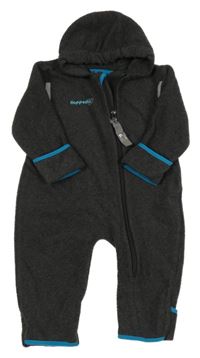 Tmavošedá melírovaná thermo fleecová kombinéza s logem Hoppediz