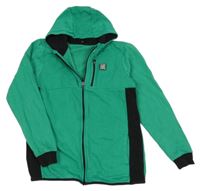 Zeleno-černá propínací mikina s nášivkou a kapucí George