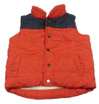 Červeno-tmavomodrá prešívaná šušťáková zateplená vesta heatons