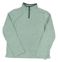 Mentolová melírovaná fleecová mikina s vreckom YIGGA