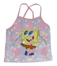 Fialovo-ružový batikovaný plavkový top so SpongeBobem zn.