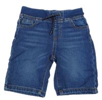 Tmavomodré teplákové riflové kraťasy s úpletovým pasem Denim Co.