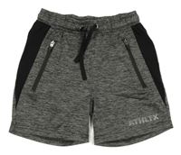 Sivo-čierne melírované funkčné športové kraťasy s nápisom YIGGA