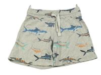 Svetlosivé melírované kraťasy so žralokmi C&A