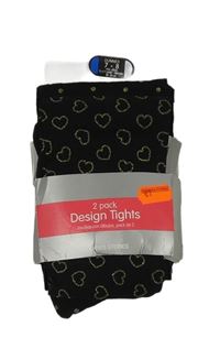 Nové - 2x - Černé silonky so zlatými srdiečkami a bodkami St. Bernard