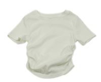 Biele rebrované crop tričko s nařasením SHEIN