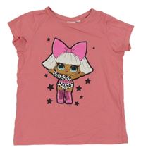 Růžové tričko s L.O.L. SURPRISE! a flitry 