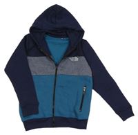 Tmavomodro-petrolejová thermo propínací mikina s kapucí The North Face