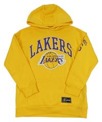 Nové - tmavožlutá mikina s míčem a nápisem - LAKERS a kapsou a kapucí PRIMARK