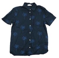 Tmavomodrá košile s palmami H&M