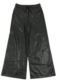 Čierne wide leg koženkové nohavice F&F