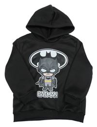 Čierna tepláková mikina s Batmanem a kapucňou SHEIN