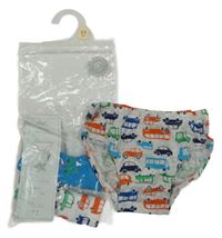 Nové - 3x Slipy s auty - Světlešedé melírované, modré, bílé F&F