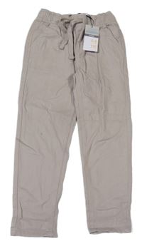 Nové - šedobéžové jogger plátěné kalhoty Denim Co.