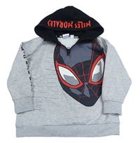 Sivo-čierna mikina so Spidermanem a kapucňou zn. Primark