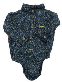 Tmavomodré kvetované košeľové body