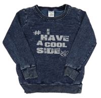 Tmavomodrá mikina riflového vzhledu s nápisom Pocopiano