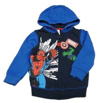 Tmavomodro-safírová propínací mikina s Avengers a kapucí C&A