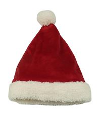 Červená sametová santovská čepice s bambulí C&A