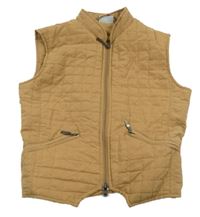 Hnedá prešívaná šušťáková zateplená jezdecká vesta s koněm