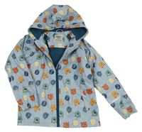 Světlemodrá nepromokavá zateplená bunda s příšerkami a kapucí Kuniboo