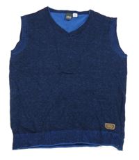 Tmavomodrá melírovaná vlnená vesta iDo