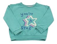 Modrozelená mikina s hviezdou a nápisom M&S